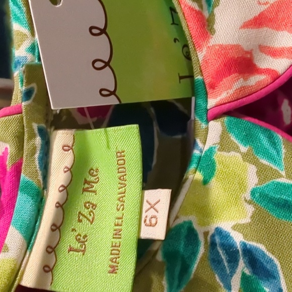 Le' Za Me Avocado Smock Empire Dress 6x - Picture 5 of 9